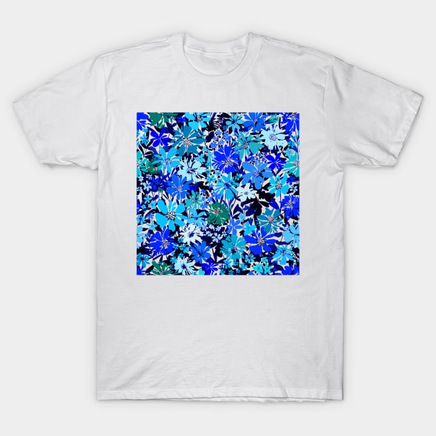 Blue Flowers 2 T-Shirt by Gush Art Studio 1